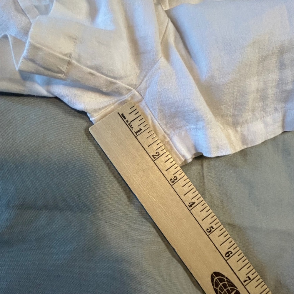 Dear John White Linen/Cotton Button Front Romper Flutter Sleeve Womens Large - Picture 8 of 9
